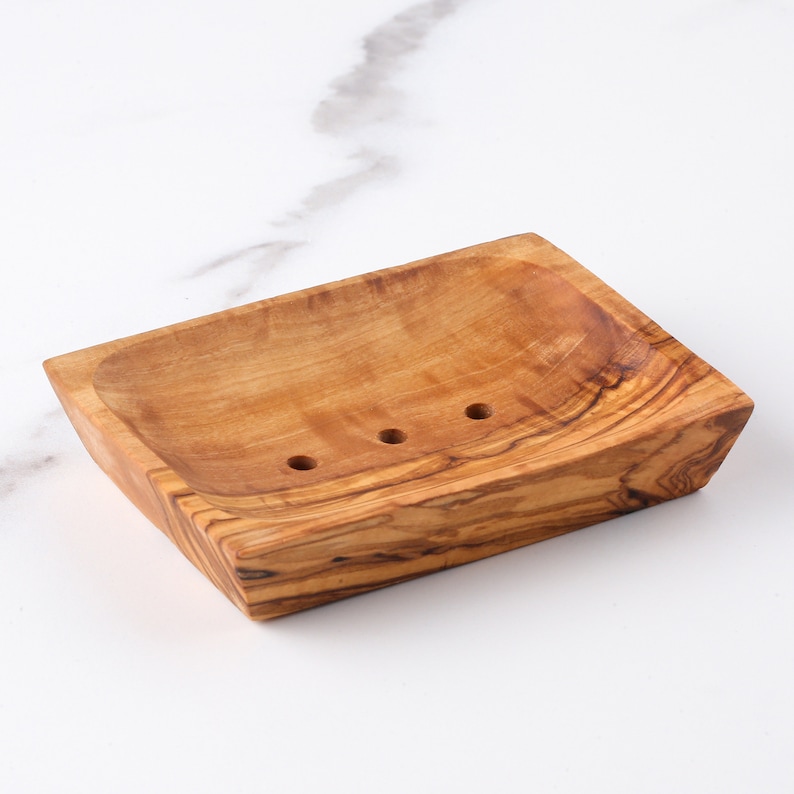 Handcrafted Olive Wood Soap Dish Set of 3 - Unique Wooden Soap Holders, Perfect for Bathroom Decor, Eco-Friendly Spa Gift, Artisan-Made.