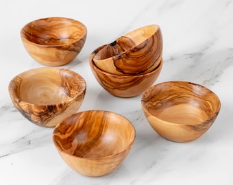 Handmade Olive Wood Bowl - Multi-Sized Wooden Bowls for Serving Snacks, Premium Artisan-Made + Free Wood Wax