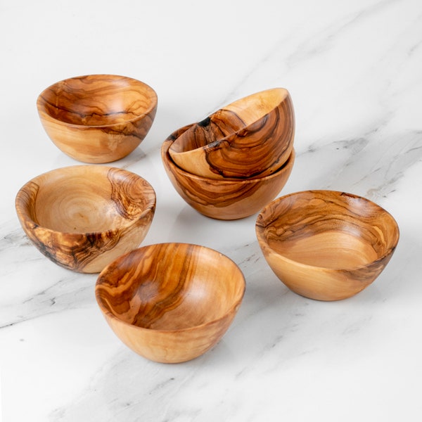 Handmade Olive Wood Bowl - Multi-Sized Wooden Bowls for Serving Snacks, Premium Artisan-Made + Free Wood Wax