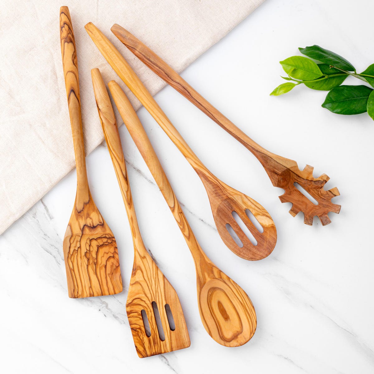 Olive Wood Utensil Set of 5 Kitchen Utensils: Wooden Cooking Spatulas & Spoons | Personalized Kitchen Gift +FREE Wood Beeswax and Engraving - Etsy