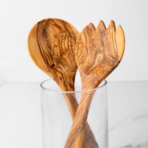 Handmade Olve Wood Salad Server Set Wth Twsted Handle - Etsy | Olve