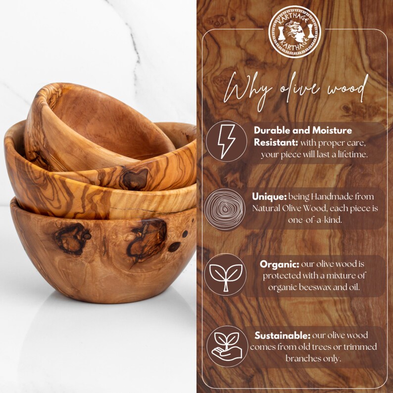 Handmade Olive Wood Bowls Set of 3 Ramen, Popcorn, Serving Bowls