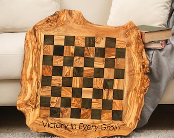 Juego de ajedrez personalizado de madera de olivo