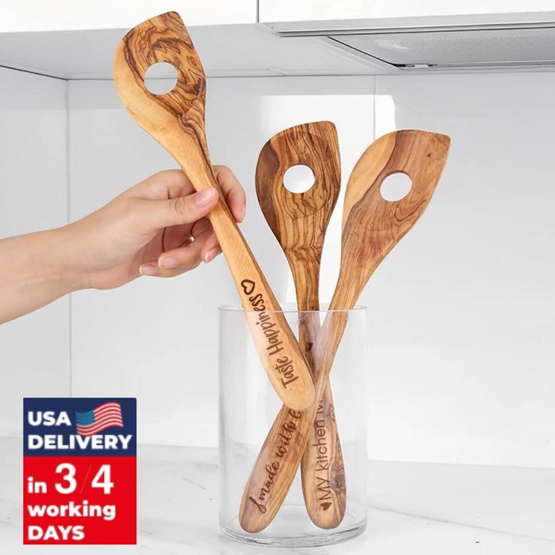 Engraved Risotto Spoon, Personalized Italian Cooking Gift, Olive Wood ...