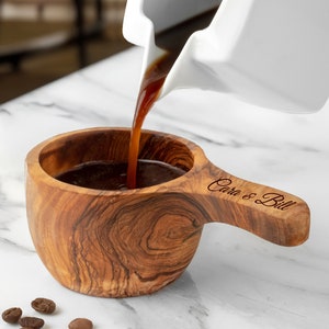 Personalized Kuksa Cup handmade from Mediterranean Olive Wood - Unique Camping Gift for Outdoor Fans + Free Personalization & Wood Wax