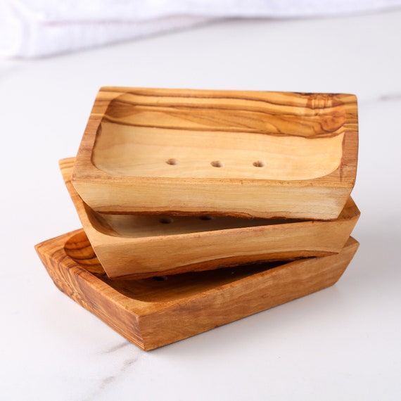 Handmade Olive Wood Soap Dish | Personalized Engraved Bathroom Spa Gift for Her