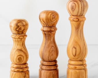 Personalized Olive Wood Salt and Pepper Mill | Engraved Gourmet Wedding Gift