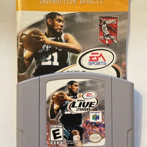 Authentieke Nintendo 64 NBA Live 2000-gamewagen en handleiding