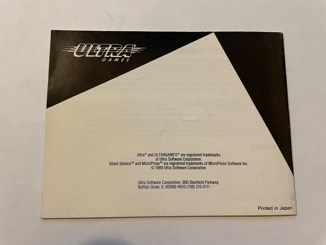 Authentic Silent Service ( Nes ) video game manual, foto 2 di 3