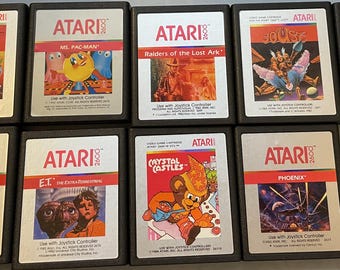Lot De 4 Jeux Atari 2600 Import USA NTSC : Galaxian, Jungle Hunt, Swordquest, Tennis (Bon état)