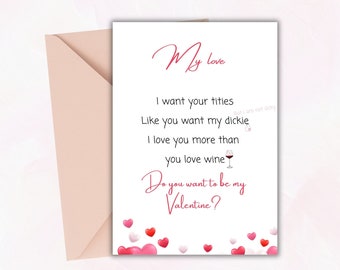 Dirty Valentines card for her, Raunchy Valentines Day Cards for Girlfriend or Wife, Printable Valentines card,