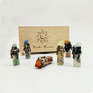 Natural Crystal Wishing Bottle,Crystal Mystery Box,Personalized Box Energy Crystal,Healing Crystal Tower,Crystal Gift,A Set of 7 Crystals image 8