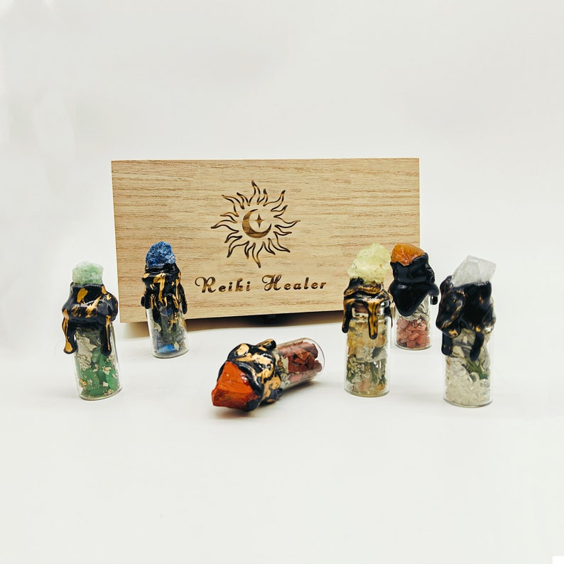 Natural Crystal Wishing Bottle,Crystal Mystery Box,Personalized Box Energy Crystal,Healing Crystal Tower,Crystal Gift,A Set of 7 Crystals image 8