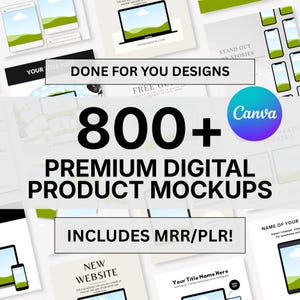800種類以上のCanvaモックアップテンプレートバンドル：デジタル製品モックアップ（PLR/MRR）
