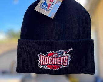 Vintage Logo 7 Houston Rockets Beanie Hat Cap Winter 90s NBA