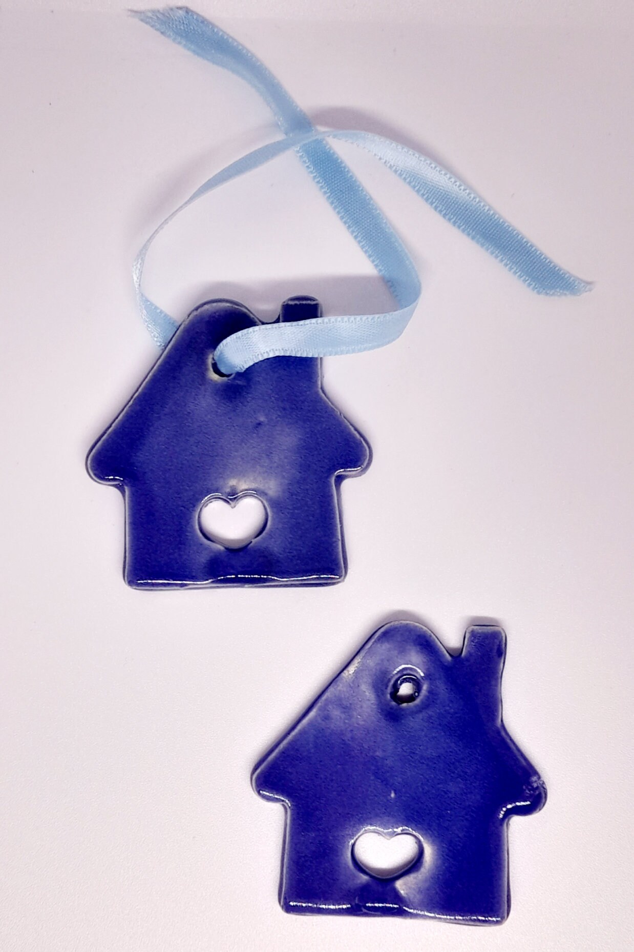 6 Pack Royal Blue House Ceramic Ornament, 6 House Ornaments, Ceramic