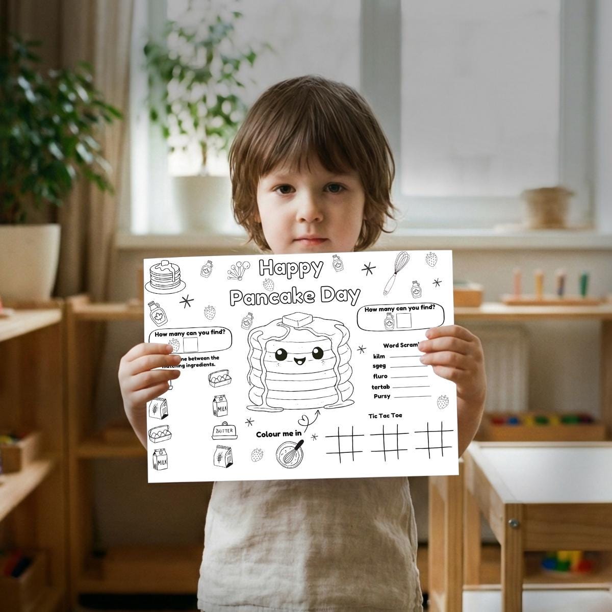Printable Pancake Day Activity Placemat, Coloring Page, Shrove Tuesday ...
