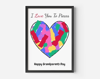 Grandparents Day torn paper craft, activities for kids, Shredded pieces paper, Grandparent's day cards, Craft for daycare, kindergarten