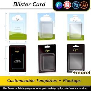 Mockups + Templates de Cartão Blister | Cartão de Apoio DIY | Personalizável | Design de Impressão | Design 3D | Arquivos Canva e Adobe Editáveis