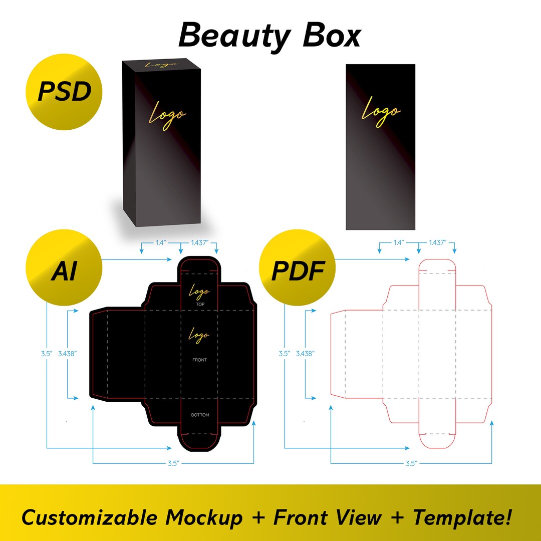 Beauty Product Box Mockup Template - Etsy
