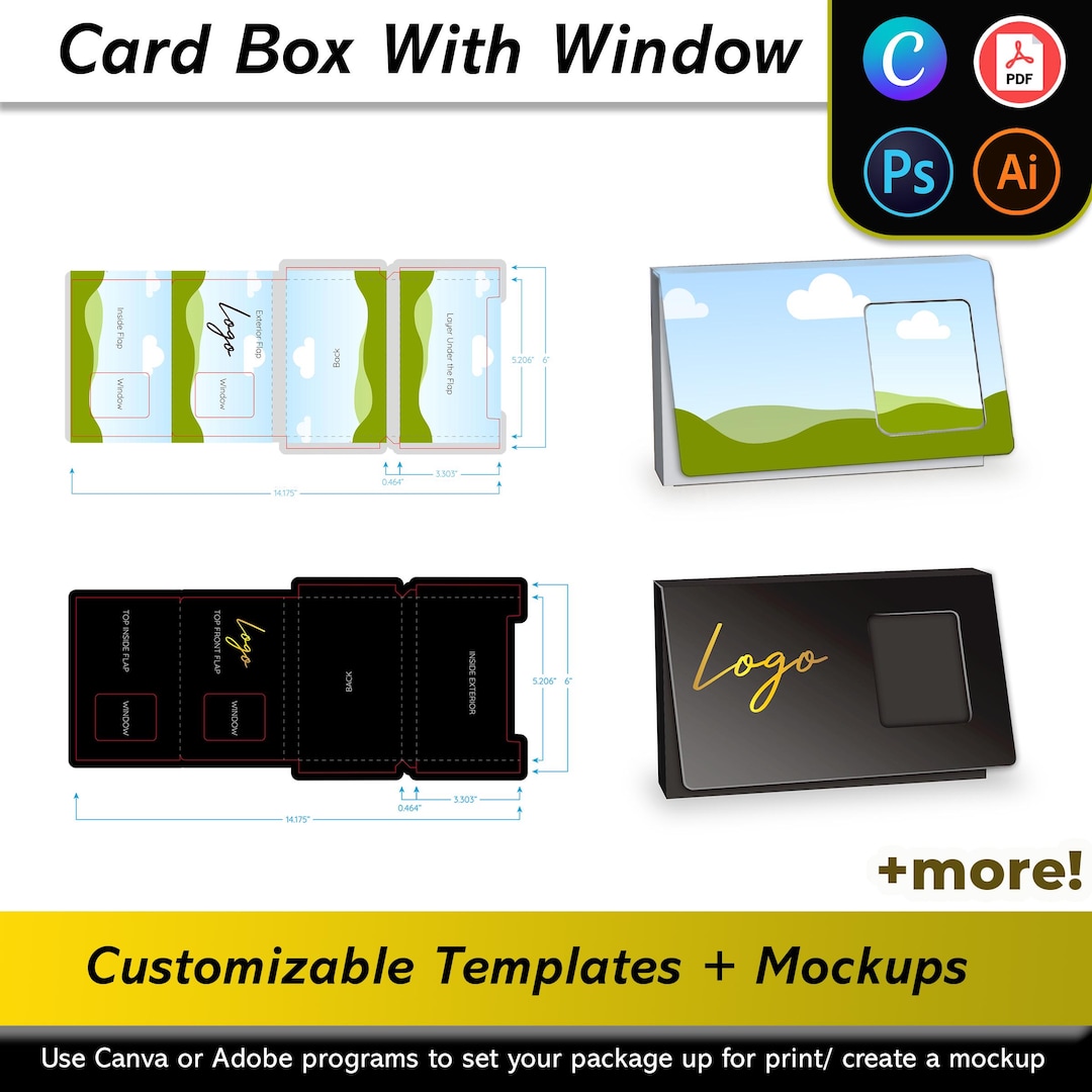 DIY Card Box Template With Window: Canva & Adobe Files - Etsy