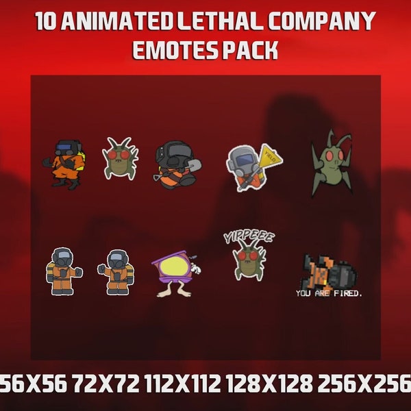 10 Animated Lethal Company Emotes Pack für Twitch, YouTube und Discord - Lethal Company Animated Emote - Twitch Emotes für Streams