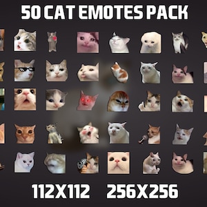 50 Cat Emotes Pack voor Twitch, YouTube en Discord - Cat Emote - Twitch Alerts - Emotes voor streaming - Twitch Emotes - Meme Cat Emotes