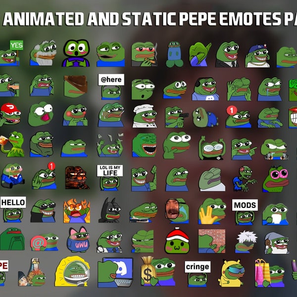 Paquete de 500 gestos de Pepe animados y estáticos para Twitch, YouTube y Discord - Alertas de Twitch - Gestos de Pepe - Gestos de Twitch para streaming - Meme