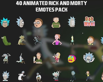 40 Animated Rick and Morty Emotes Pack for Twitch, YouTube and Discord - Rick and Morty Animated Emote - Twitch Emotes for streaming