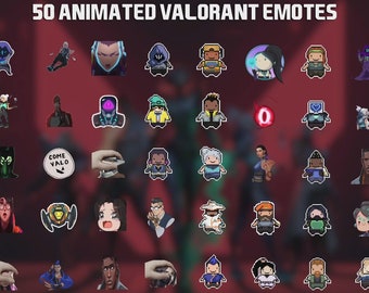 50 Animated Valorant Emotes Pack for Twitch, YouTube and Discord - Valorant Animated Emote - Twitch Emotes for streaming