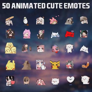 50 Animated Cute Emotes Pack for Twitch, YouTube and Discord - Cute Emotes - Anime Cute Emotes -  Twitch Emotes for streaming - Meme Emotes
