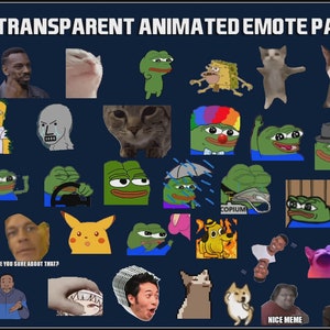 50 Transparent Animated Emotes Pack for Twitch, YouTube and Discord - Twitch Animated Emotes - Twitch Emotes for streaming - Emote Pack
