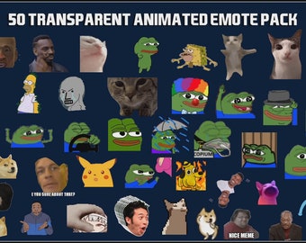 50 Transparent Animated Emotes Pack for Twitch, YouTube and Discord - Twitch Animated Emotes - Twitch Emotes for streaming - Emote Pack