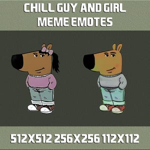 Chill Girl and Chill Guy Meme Emotes for Twitch, Kick, YouTube and Discord - Meme Guy - Twitch Emotes for Stream - Meme Emote - Kick Emote