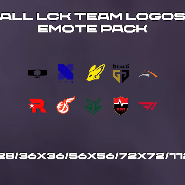 All LCK Korean League of Legends Team Logos Emote Pack for Twitch, YouTube and Discord - Esports - Korean LoL Teams - LCK Emote