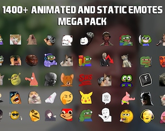Megapack met 1400+ geanimeerde en statische emotes voor Twitch, Kick, YouTube en Discord - Twitch-meldingen - Twitch-emotes voor streaming - Kick-emotes
