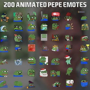 200 Animierte Pepe Emotes Pack für Twitch, YouTube und Discord - TwitchAlerts - Pepe Animierte Emotes - Twitch Emotes zum Streamen - Meme