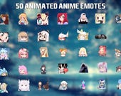 50 Animated Anime Emotes Pack for Twitch, YouTube and Discord - Anime Emotes - Anime Animated Emotes - Twitch Emotes for streaming - Meme