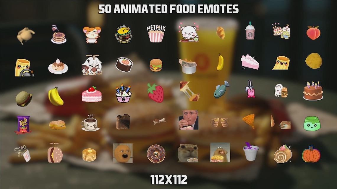 Food Emotes 50 Animated Food Emotes Pack for Twitch, Kick, Youtube and Discord ...