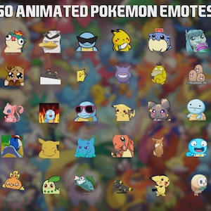 50 Animated Pokemon Emotes Pack for Twitch, Kick, YouTube and Discord - Pokemon Emotes - Pokemon Animated Emotes - Emotes for streaming