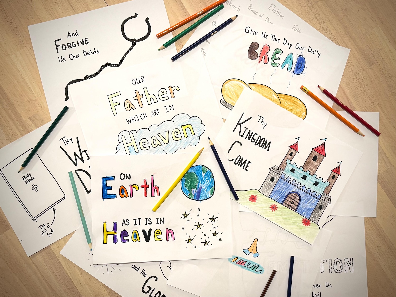 The Lord's Prayer Kids Coloring Pages (11 Pages, PDF Download) - Etsy