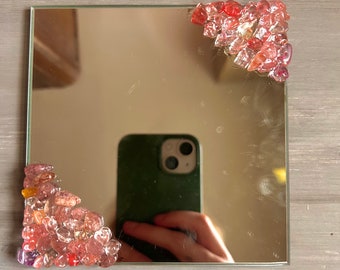 Rose quartz chips mirror