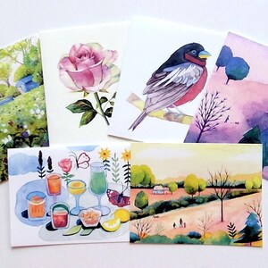 6 cartes de vœux assorties : « Vous pensez à vous, vous avez manqué », « Bonjour le printemps », cartes de correspondance mignonnes