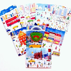 8 cartes de vœux assorties pour les fêtes de Toronto - King & Bay, île de Toronto, hôtel de ville, Riverdale, Rogers Centre, rue Queen, immeuble en fer plat