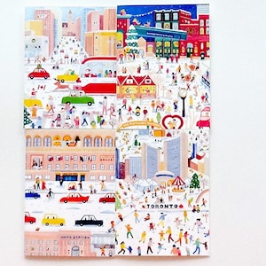 6 cartes de vœux assorties pour les fêtes de Toronto - King/Bay, Young/Dundas, Royal York, Distillery District, City Hall, Flat Iron Building