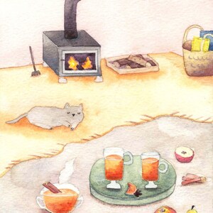 Biglietto di auguri per le vacanze con gatto accogliente