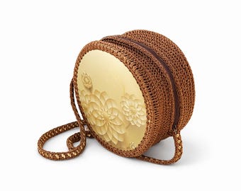 Boho Round Crochet Bag – Handmade Women’s Crossbody, Lightweight Summer Bag, Unique Statement Purse