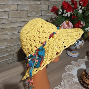 Handmade Paper Rope Hat Crochet Summer Hat Women Sun Hat Lightweight & Breathable Beach Festival Hat Boho Style Accessory Mother&#39;s Day Gift