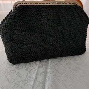Handmade Black Crochet Clutch Bag, Metal Frame Design, Stylish and Practical Perfect Gift for Mothers Bag Unique Accessory Mother's Day Gift