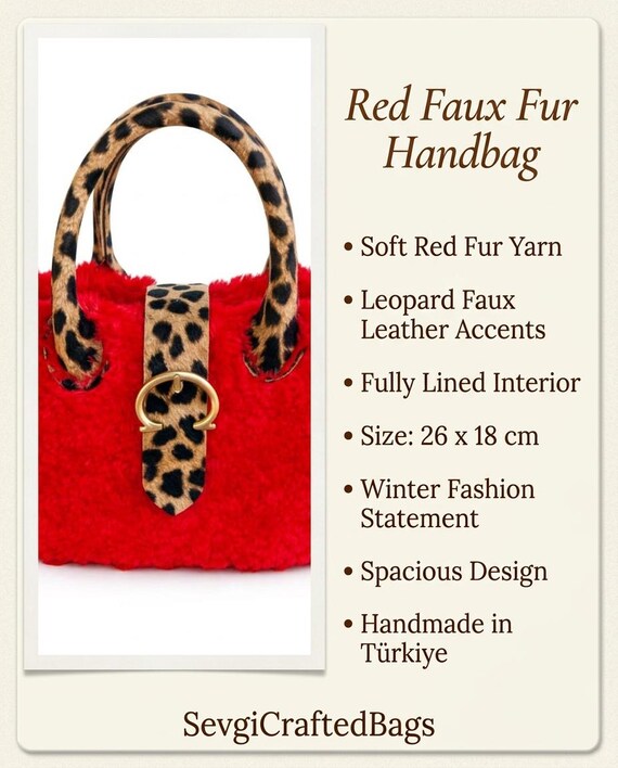 Accent Bag／reopa fur × red Red Color Fox Fur Handbag-100% Real